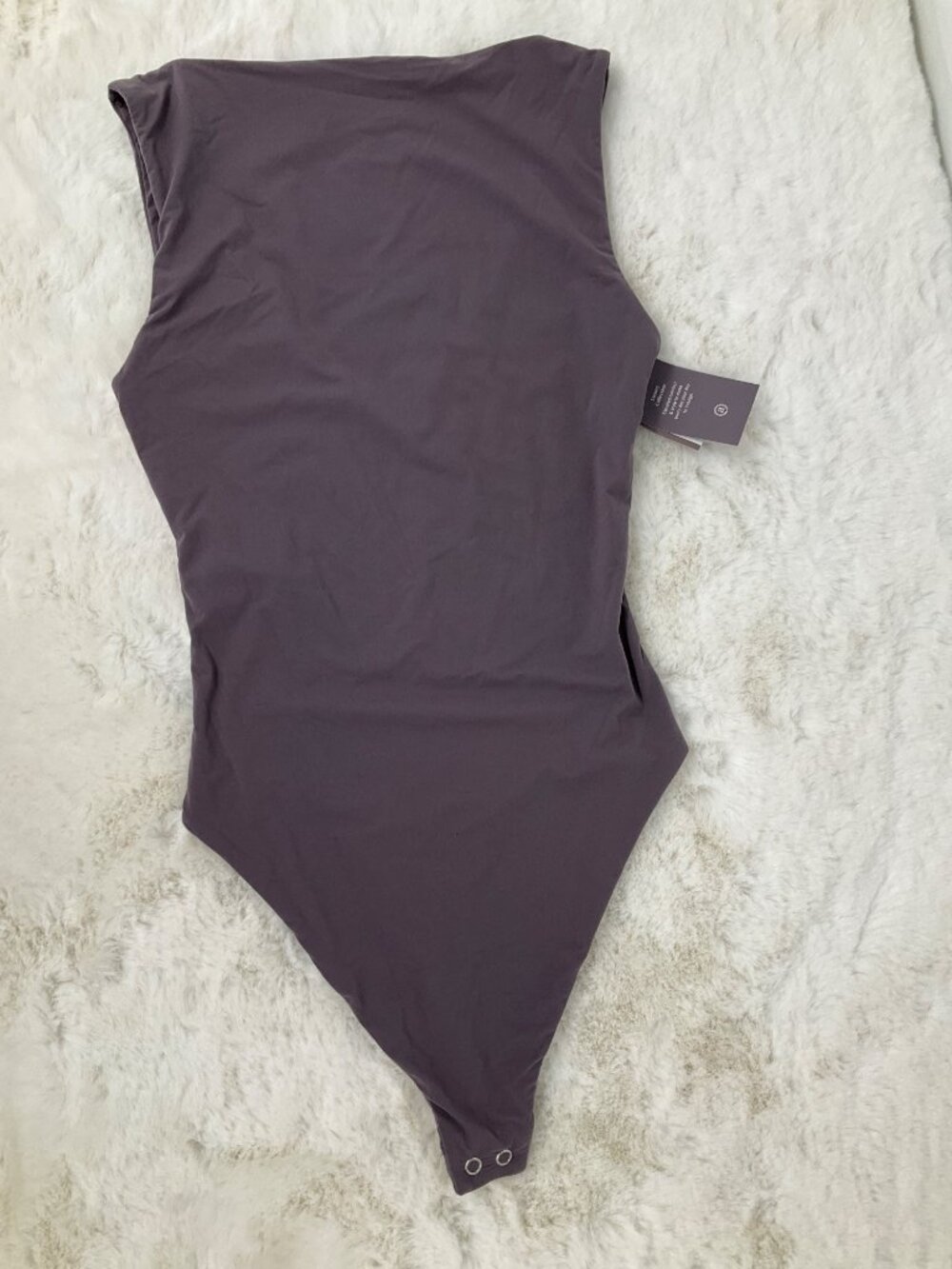 Auden size Small Luxe Stretch Fully Lined Thong Bodysuit Mauve Grey Purple New - Picture 2 of 4
